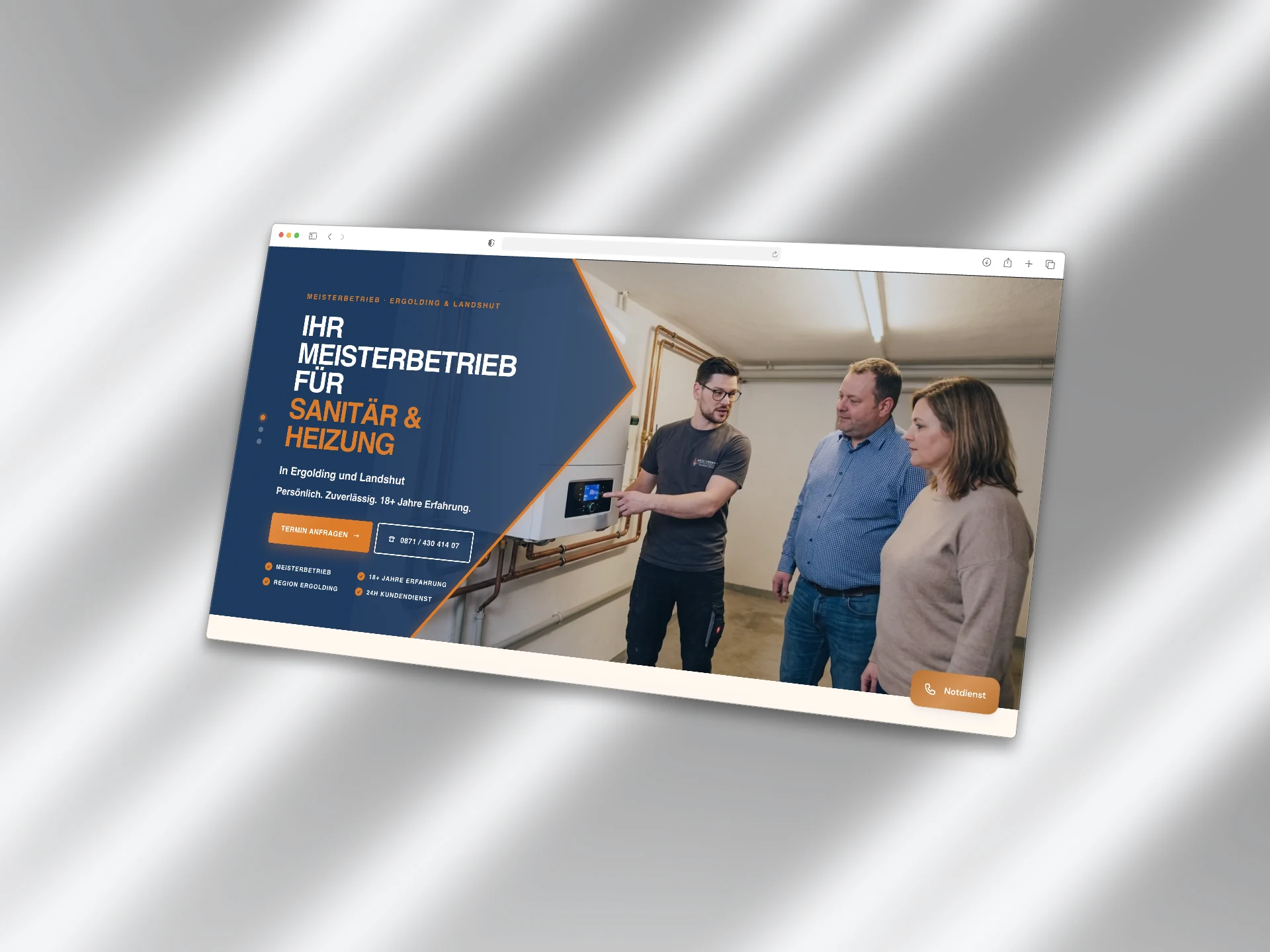 HÖCK HOMETEC — Website-Mockup (MacBook-Ansicht)