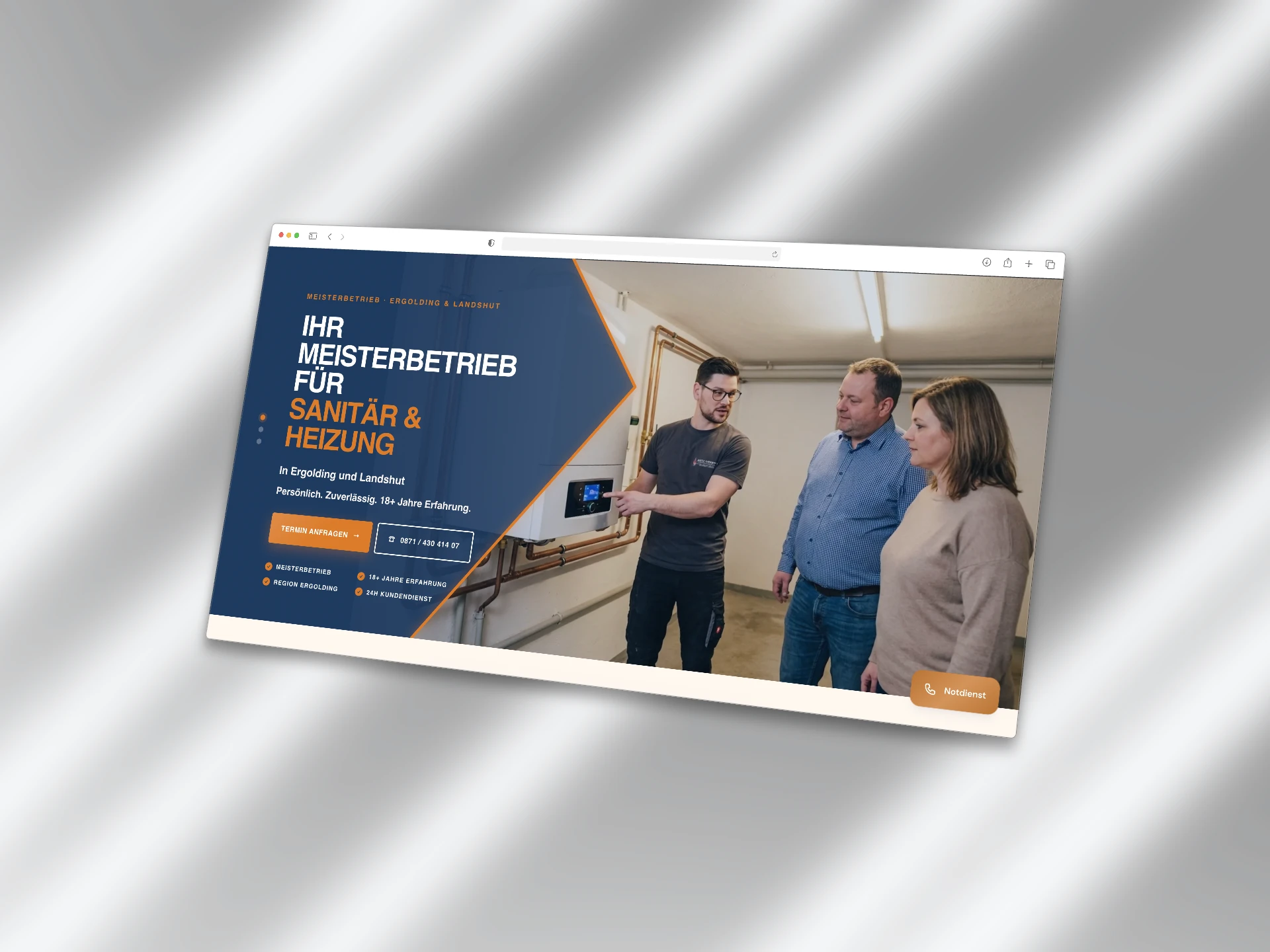 HÖCK HOMETEC — Website-Mockup (MacBook-Ansicht)