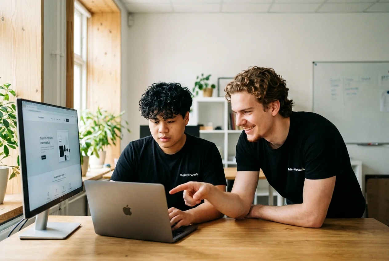 David und Luis am Arbeiten im Büro